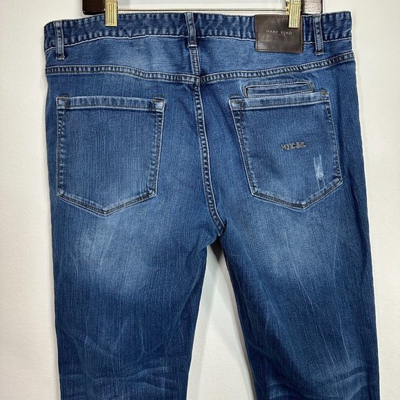 Marc Ecko Cut & Sew Mens Denim Bootcut Jeans Distressed Size 36 x 30 - Picture 6 of 7